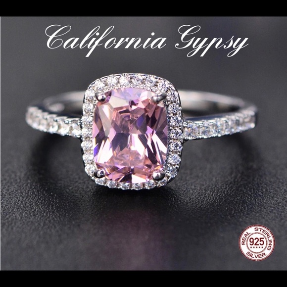 California Gypsy Jewelry - 925 Silver Pink CZ Halo Pink